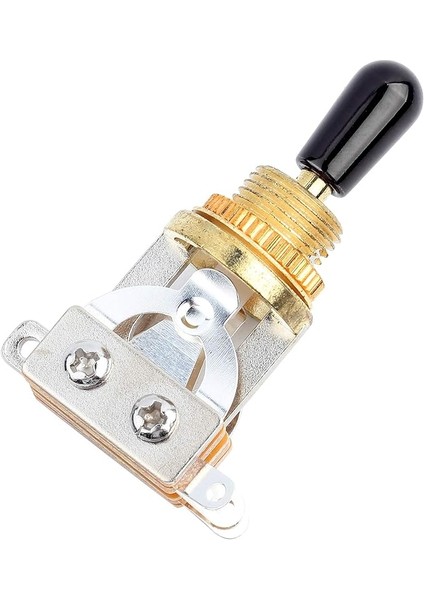 Gitar 3 Yönlü Geçiş Anahtarı, 1 Adet Metal 3 Yönlü Geçiş Anahtarı, Lp Tarzı Elektrikli Gitar Için Siyah Uçlu Yedek Parça (Altın)