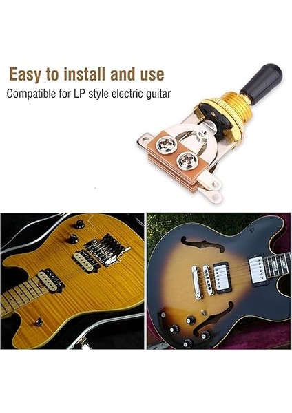 Gitar 3 Yönlü Geçiş Anahtarı, 1 Adet Metal 3 Yönlü Geçiş Anahtarı, Lp Tarzı Elektrikli Gitar Için Siyah Uçlu Yedek Parça (Altın) fırsatları