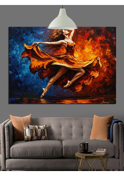 Enerjik Dans Eden Kadın Figürü Dekoratif Kanvas - Mdf Ahşap Tablo fırsatları