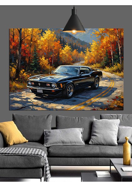 Sonbahar Arabası Yolda Dekoratif Kanvas - Mdf Ahşap Tablo modelleri