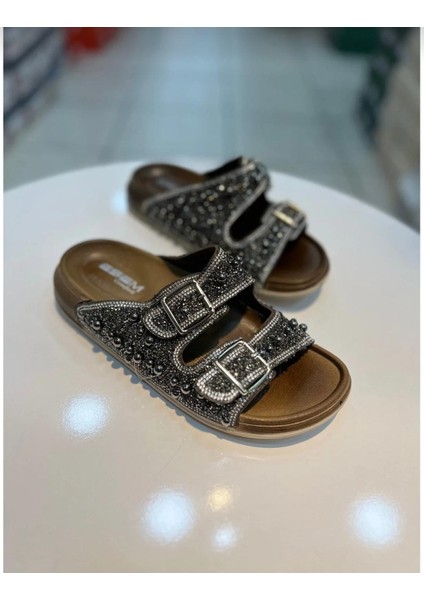 Çift Tokalı Taşlı Şık Kadın Terlik fırsatları