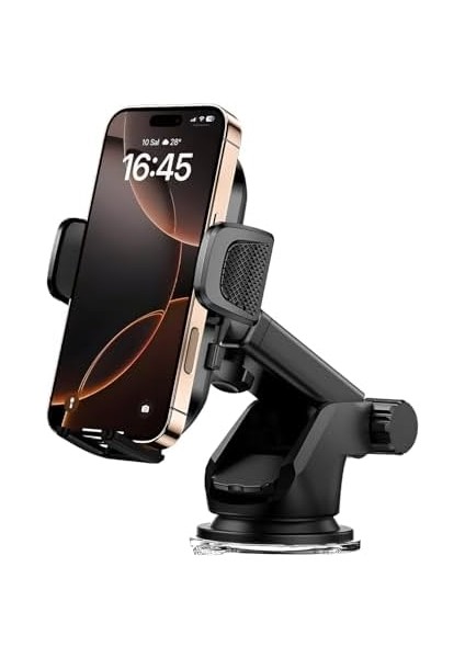 Otomatik Klipsli Araba Telefon Tutucu Cam ve Torpido Için Yüksek Kalite Yapışkan, Ayarlanabilir Yükseklik ve Yakınlık Ergonomik Tasarım Araç Telefon Tutucu fiyatları