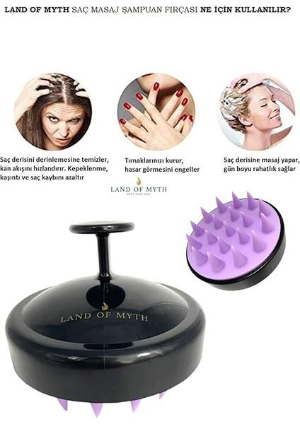Of Myth - LOM1031 Saç Derisi Masaj Şampuan Fırçası, Yetişkin, Çocuk ve Evcil Hayvan Için Yumuşak Silikon Dişli Duş Şampuan Fırçası (Siyah) fiyatları