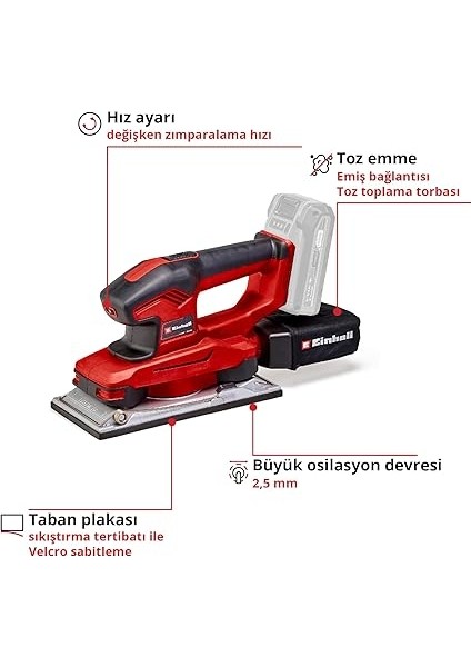 Akülü Zımpara Te-Os 18/230 Li Solo (Devir Ayarlı, Velcro Bant, Alüminyum Taban, Toz Torbası, 3x Zımpara Kağıdı Dahil, Akü ve Şarj Cihazı Dahil Değildir) - 4460720 modelleri