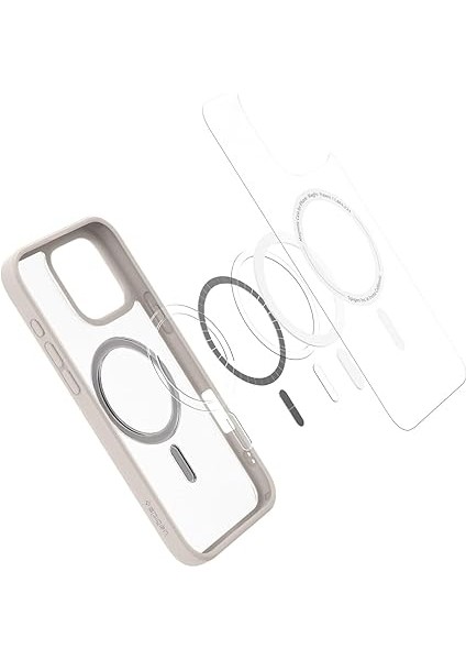 iPhone 16 Pro ile Uyumlu Ince Magsafe Kılıf Ultra Hybrid Sararma Karşıtı Duraclear Hava Kanalı Teknolojisi Askeri Sınıf Koruma Magfit Frost Natural Titanium Mat Kapak - ACS08138 fiyatları