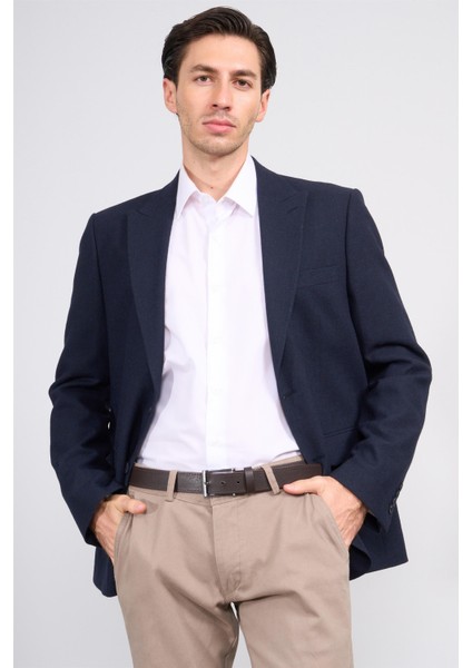 4648 Erkek Kırlangıç Yaka 6 Drop Lacivert Tek Ceket