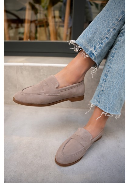 Desna Vizon Süet Düz Taban Ayakkabı modelleri