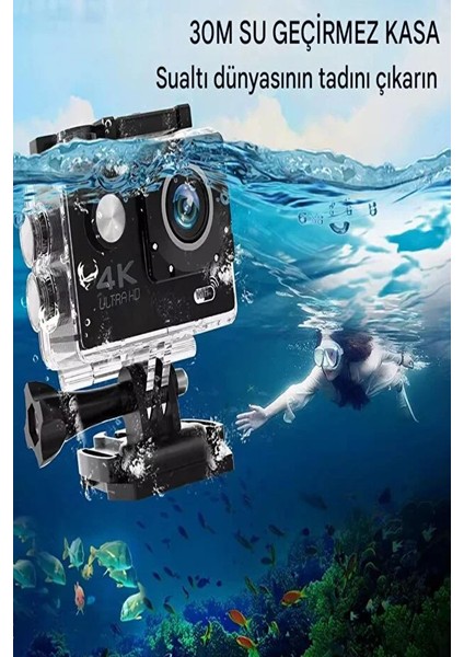 Kask Kamerası 170 Derece 16 Mp 4K Ultra Hd Wifi Aksiyon Kamerası Kumandalı Kamera