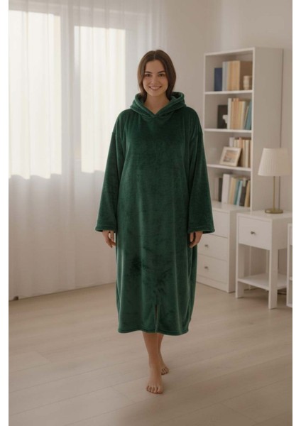 Serona Wellsoft Peluş Kapüşonlu Uzun Panço Yumuşak Dokulu Giyilebilir Tv Battaniyesi | Z.yeşil S/m fırsatları