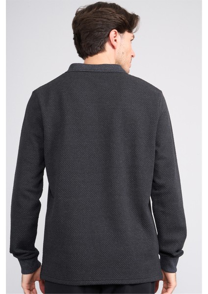 Çetinkaya Mentality 4415 Erkek Fermuarlı Dik Yaka Petek Örgü Sweatshirt Antrasit indirimleri