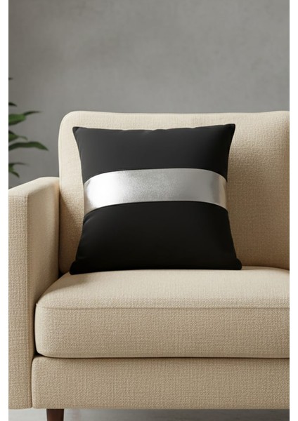 Gümüş Detay Kırlent Yastık Kılıfı Leke Tutmaz Silinebilir