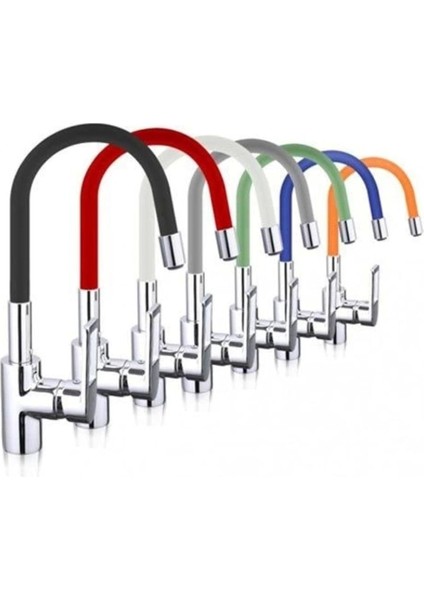 Kıvrılabilir Renkli Silikon Oynar Başlıklı Musluk Bataryası Başlığı Kubar