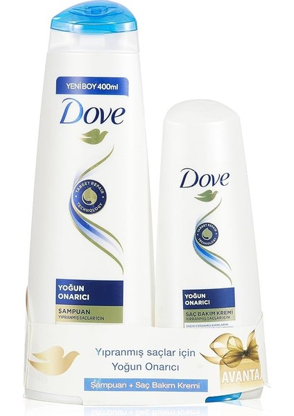 Saç Bakım Şampuanı Yoğun Onarıcı Yıpranmış Saçlar Için (400 ml Şampuan + 200 ml Saç Bakım Kremi)