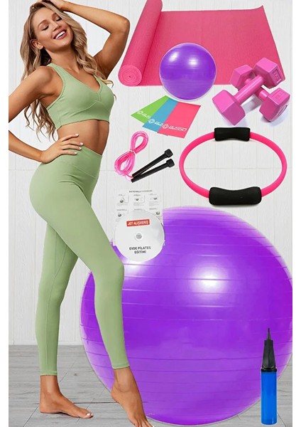 12 Li Pilates Seti Topu 3 Lü Pilates Bandı Lastiği Dambıl Minder Atlama Ipi Pilates Çemberi fiyatları