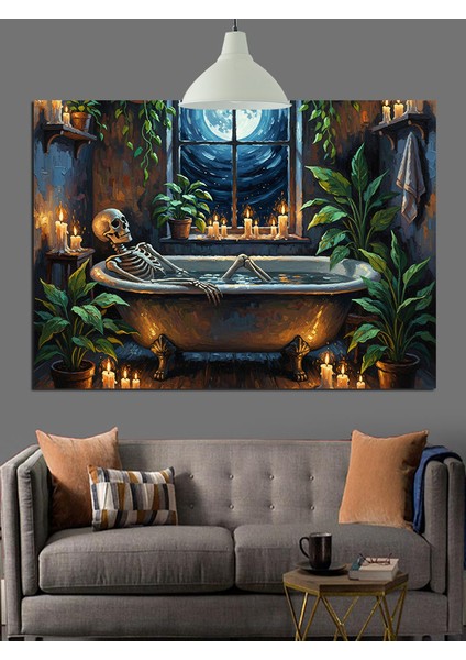 Küvetli Retro Banyo Dekoratif Kanvas - Mdf Ahşap Tablo fiyatları