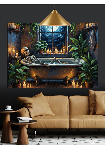 Küvetli Retro Banyo Dekoratif Kanvas - Mdf Ahşap Tablo indirimleri