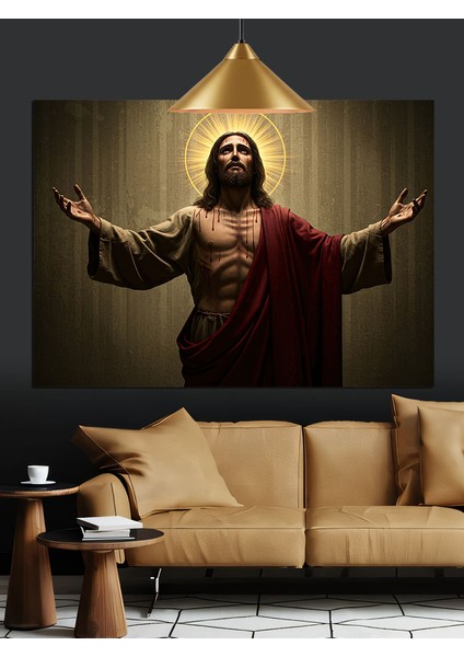 Isa Mesih Işık Huzmesi Portresi Dekoratif Kanvas - Mdf Ahşap Tablo fiyatları