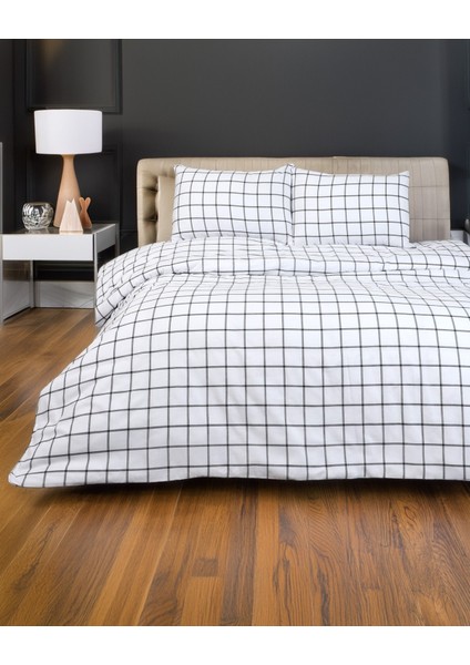 Kare Desenli Çift Kişilik Nevresim Seti 200X220 cm (Çarşafsız)