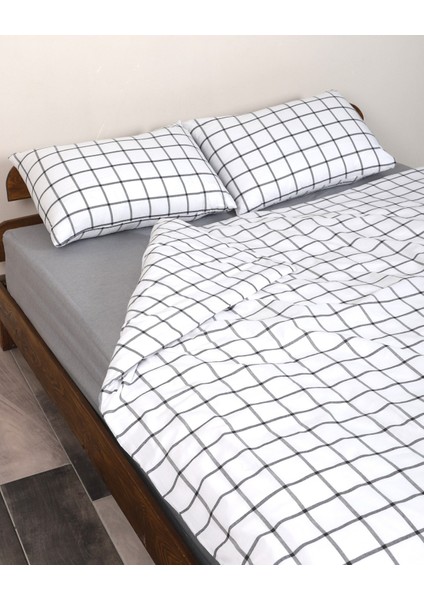 Kare Desenli Çift Kişilik Nevresim Seti 200X220 cm (Çarşafsız) modelleri