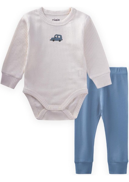 Araba Nakışli Zıbın Takım 0-3 Yaş Kırık Beyaz