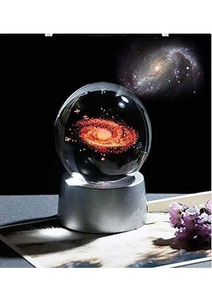 Kristal Cam Küre Renk Değiştiren LED Işıklı Gece Lambası Dekoratif Hediyelik Tozbulutu Galaxy fiyatları