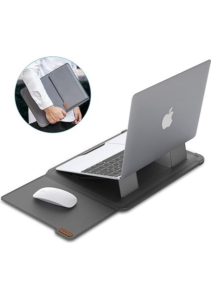 Dizüstü Bilgisayar Standı ve Mouse Padli Dizüstü Bilgisayar Kılıfı 13-14 Inç Bilgisayar Çantası, MacBook Pro/air 13, Dell, Chromebook, Xps 13, Surface Book, iPad Pro 12.9, Gri Için 2 fiyatları