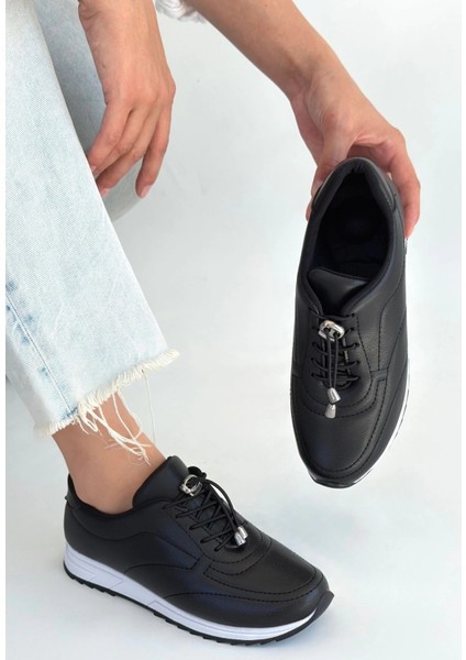 Finna Siyah Cilt Bağcıklı Spor Ayakkabı modelleri