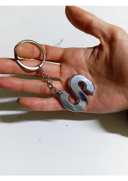 S Harfi Plastik Krom Kaplama Anahtarlık- Harf Çanta Süsü