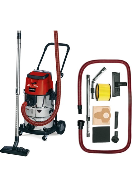 Akülü Islak/kuru Süpürge Te-Vc 36/30 Li S-Solo Power X- (36V, Eco/boost Modu, 30 L Paslanmaz Çelik Hazne, Üfleme Bağlantısı, 2,5 M Dayanıklı Hortum Dahil, Akü Dahil Değildir) - 2347140