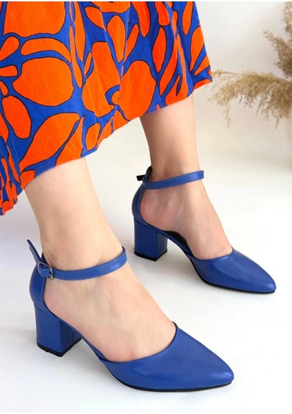 Mulen Mavi Cilt Topuklu Ayakkabı