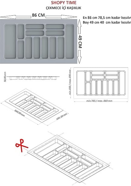 86/49 cm Cekmece Içi Kasıklık Grı 78,5/40 cm Kadar Kesılebılır fiyatları