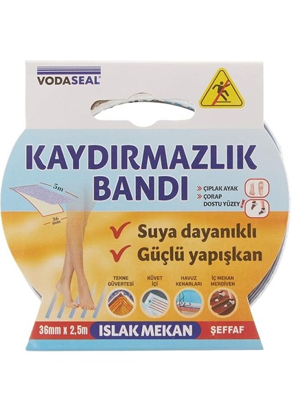 Islak Mekan Kaydırmazlık Bandı, 36MMX2.5, Şeffaf