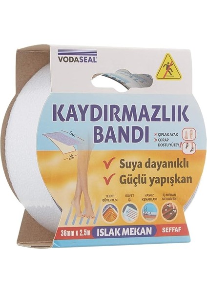Islak Mekan Kaydırmazlık Bandı, 36MMX2.5, Şeffaf fiyatları