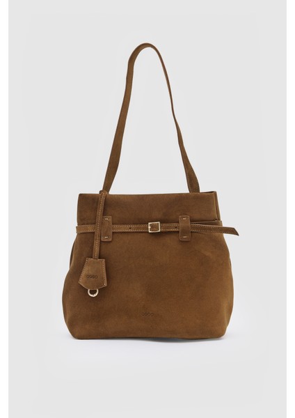 Suvea Vizon Süet Hakiki Deri Omuz Çantası