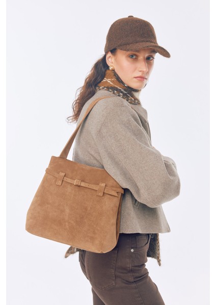 Suvea Vizon Süet Hakiki Deri Omuz Çantası modelleri