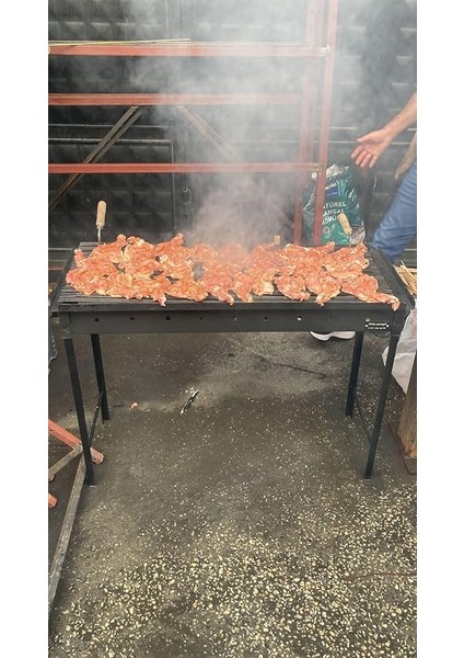 cm Oluklu Lama Izgaralı Demir Mangal Barbekü 75 cm Geçmeli Ayaklı Portatif Katlanabilir fiyatları