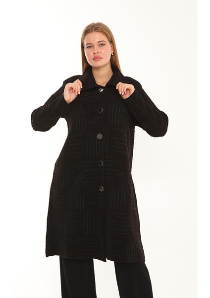 Triko Kaban Yakalı Cepli Desenli