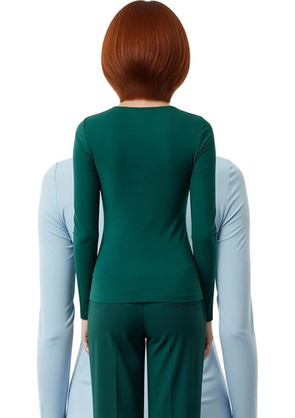 Stil Kadın Drapeli Vücuda Oturan Esnek Bluz Regular Örme Slim Kalıp fiyatları