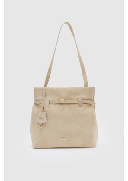 Bej Süet Hakiki Deri Omuz Çantası