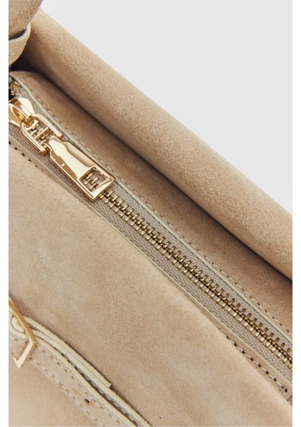 Bej Süet Hakiki Deri Omuz Çantası fırsatları