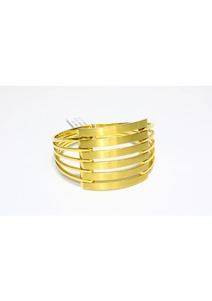 14 Ayar Altın 6 Sıralı Kaburga Kelepçe Bilezik 20.79 gr