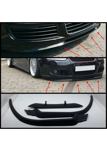 Volkswagen Golf Gtı R32 Jetta Mk5 Uyumlu Universal 3 Parça Cupra Kupra Ön Ek Tampon Dili Lip Esnek fırsatları