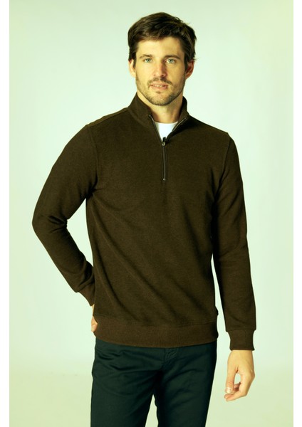 Esw 2775 Yarım Fermuarlı Dik Yaka Selanik Erkek Sweat Haki
