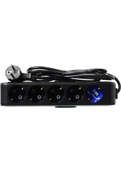 5lı 2mt Topraklı Korumalı Siyah Priz