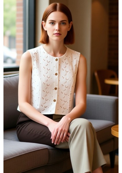 Kadın Dokuma Brode Yelek Bluz Günlük Şıklık ve Konfor Odaklı Tasarım Kaliteli Şık Rahat Modern fırsatları