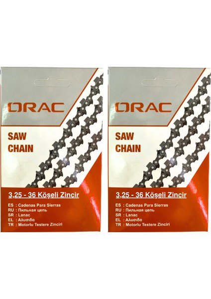 3,25 - 1.3 - 36 Diş Köşeli Zincir - 2 Adet