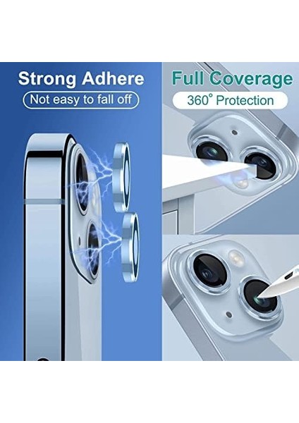 Iphone 14-14 Plus ile Uyumlu Alüminyum Alaşım Çerçeveli Tempered Glass Kamera Lens Koruyucu Kırılmaz Cam (Sierra Mavi) fiyatları