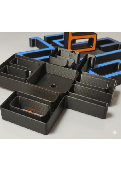 Modern Geometrik Masa Saati - Sessiz Akar Mekanizma - 3D Baskı Turuncu/siyah Tasarım modelleri