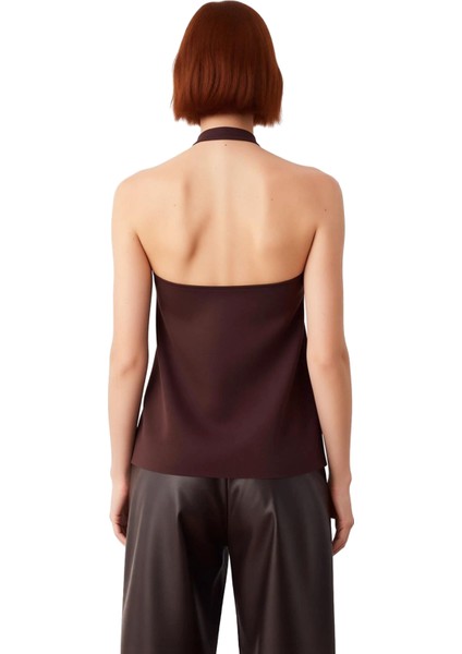 Kadın Metal Aksesuarlı Halter Yaka Büzgülü Üst Şık ve Konforlu Tasarım Kaliteli Şık Rahat Modern fiyatları