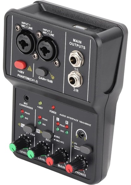 Değiştirici, Canlı Ses Kartı Oyun Aksesuarları 2 Kanallar USB 48V Power ile Ses Mikseri Müzik Kayıt Evi Karaoke Internet Karaoke